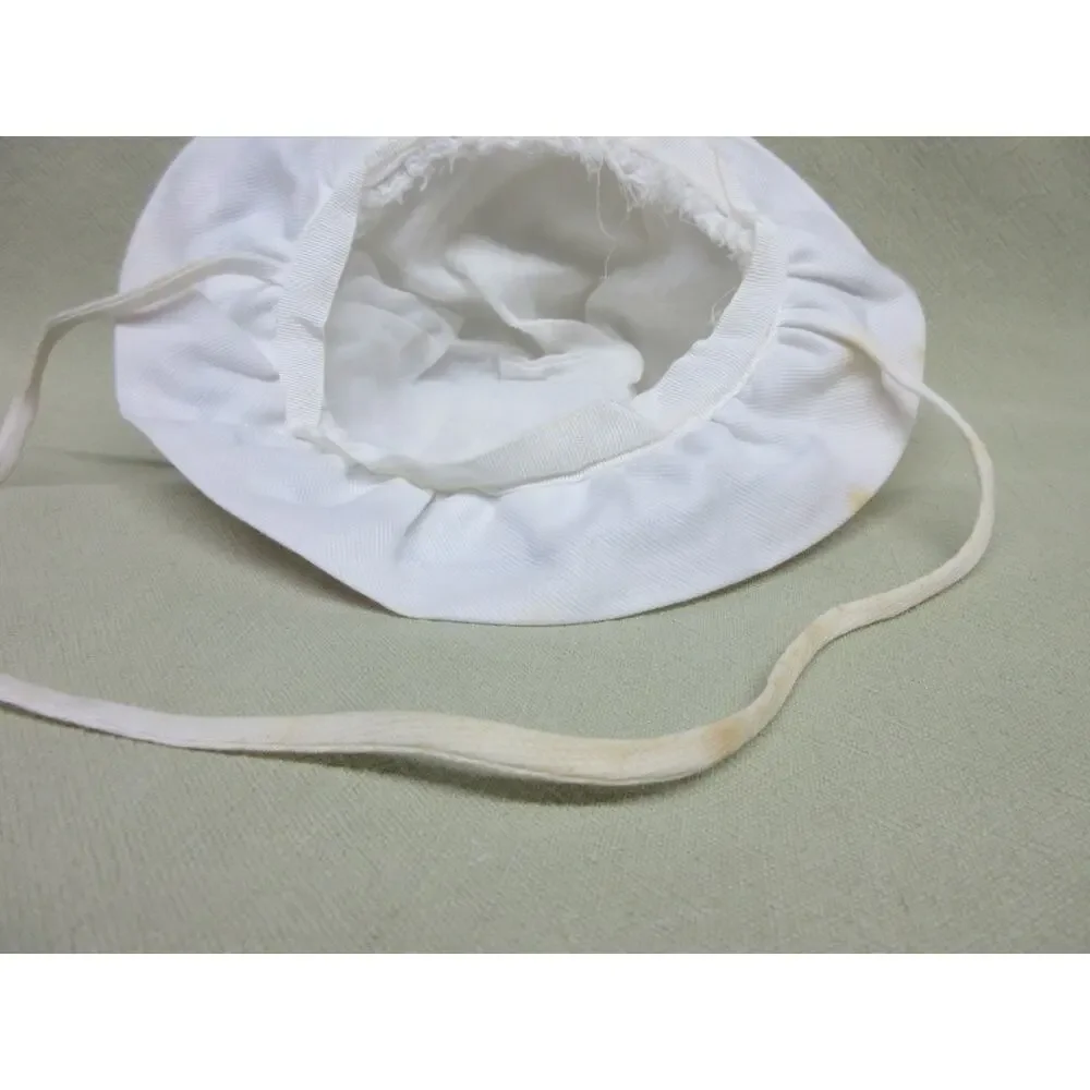 Vintage Beach Baby Bucket Retro Sun Hat- White w/ Pink & Purple Ribbons & Bows